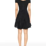 Off-Shoulder Sculpting Line Flared Wool Mini Dress Thumbnail 3