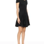 Off-Shoulder Sculpting Line Flared Wool Mini Dress Thumbnail 2