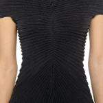 Off-Shoulder Sculpting Line Flared Wool Mini Dress Thumbnail 4