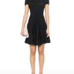 Off-Shoulder Sculpting Line Flared Wool Mini Dress Thumbnail 1