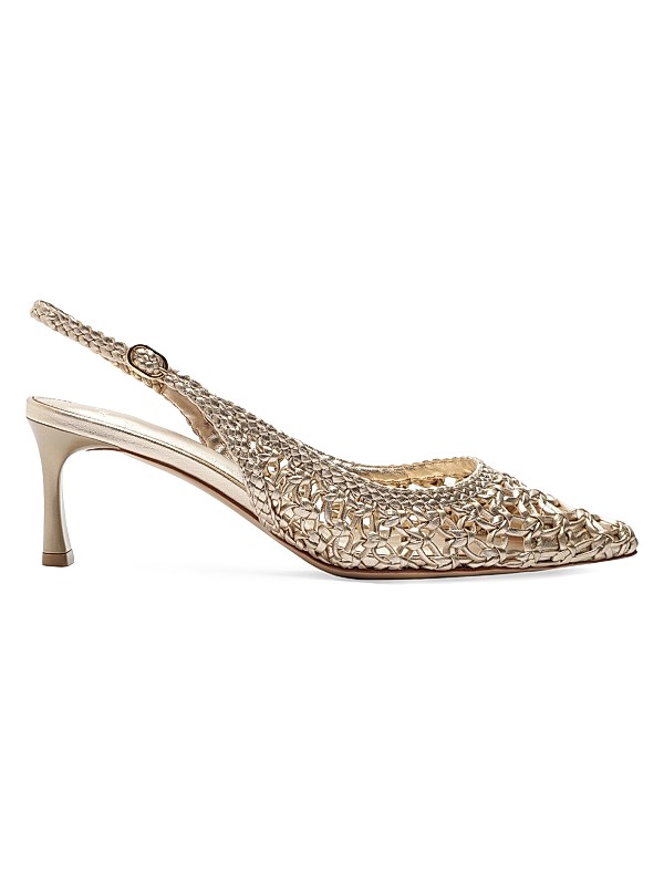 Jane Tresse 60mm Metallic Leather Slingback Pumps Full Size Image 1