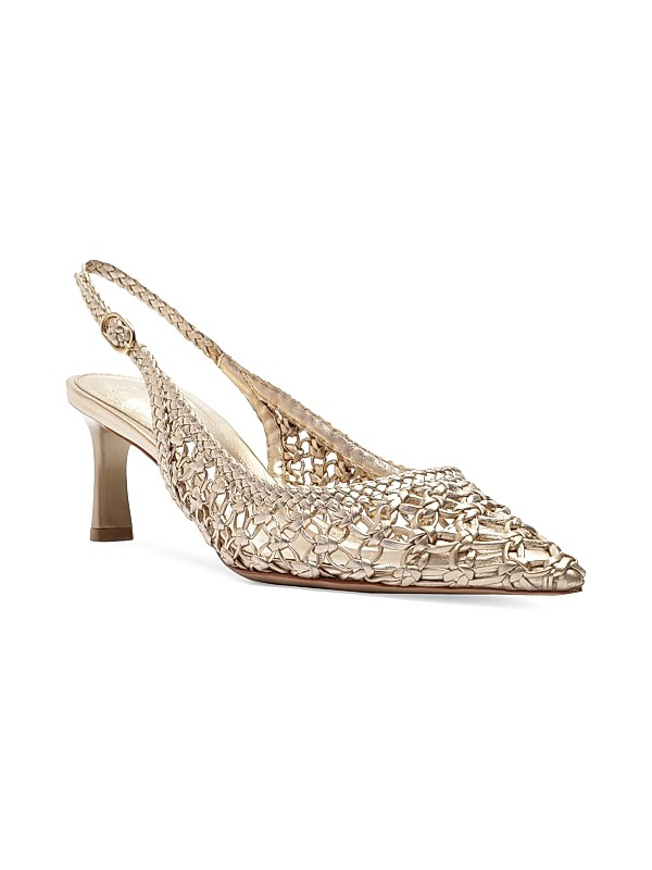 Jane Tresse 60mm Metallic Leather Slingback Pumps Full Size Image 4