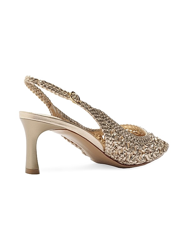 Jane Tresse 60mm Metallic Leather Slingback Pumps Full Size Image 3