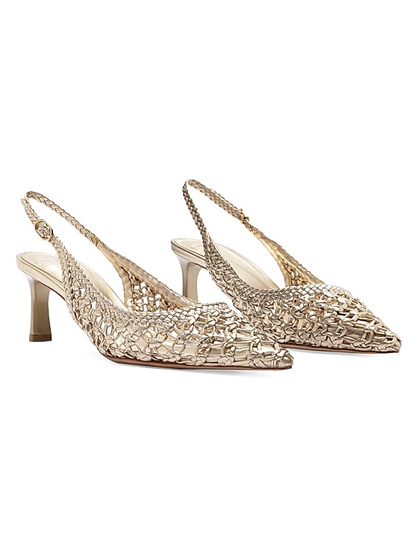 Jane Tresse 60mm Metallic Leather Slingback Pumps Full Size Image 2