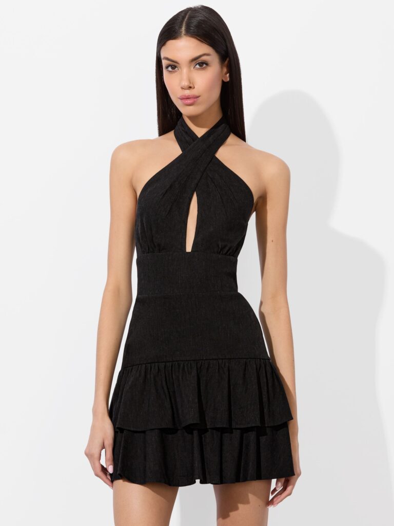 Evelina Linen Mini Dress Full Size Image 3