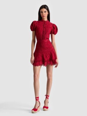 ALICE + OLIVIA Loryn Embroidered Shirt Dress