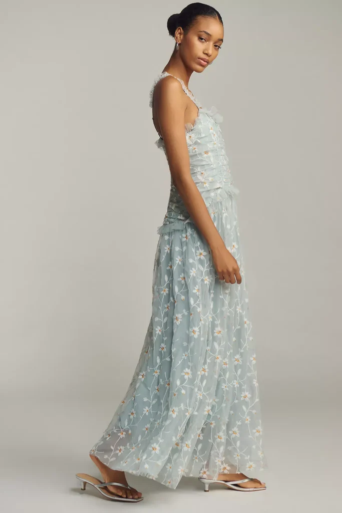 Sleeveless Tulle A-Line Maxi Dress Full Size Image 2