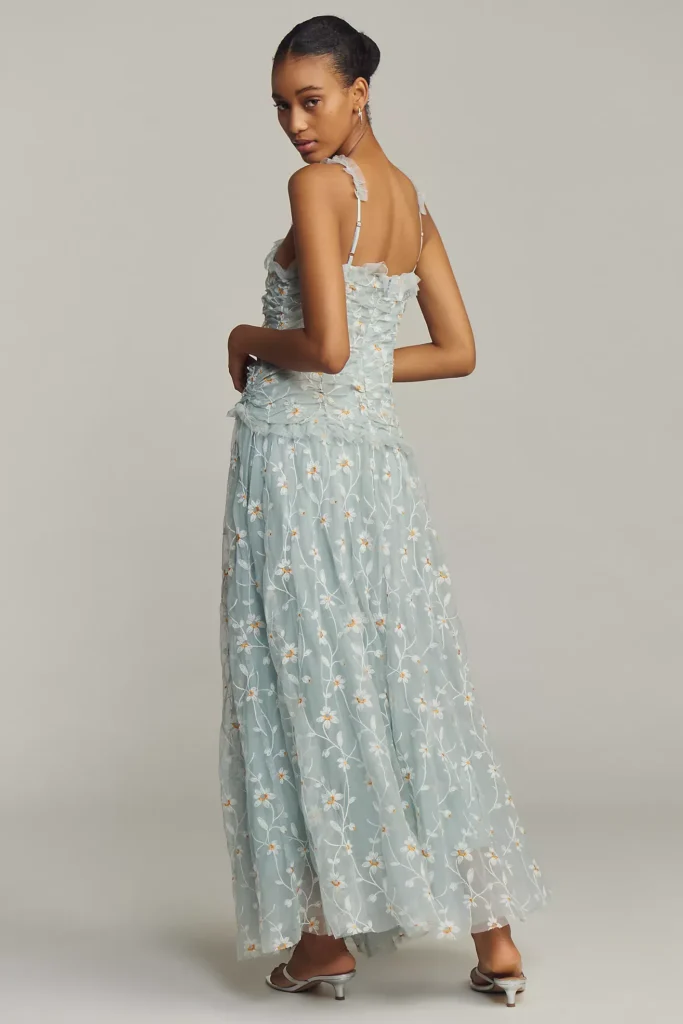 Sleeveless Tulle A-Line Maxi Dress Full Size Image 3