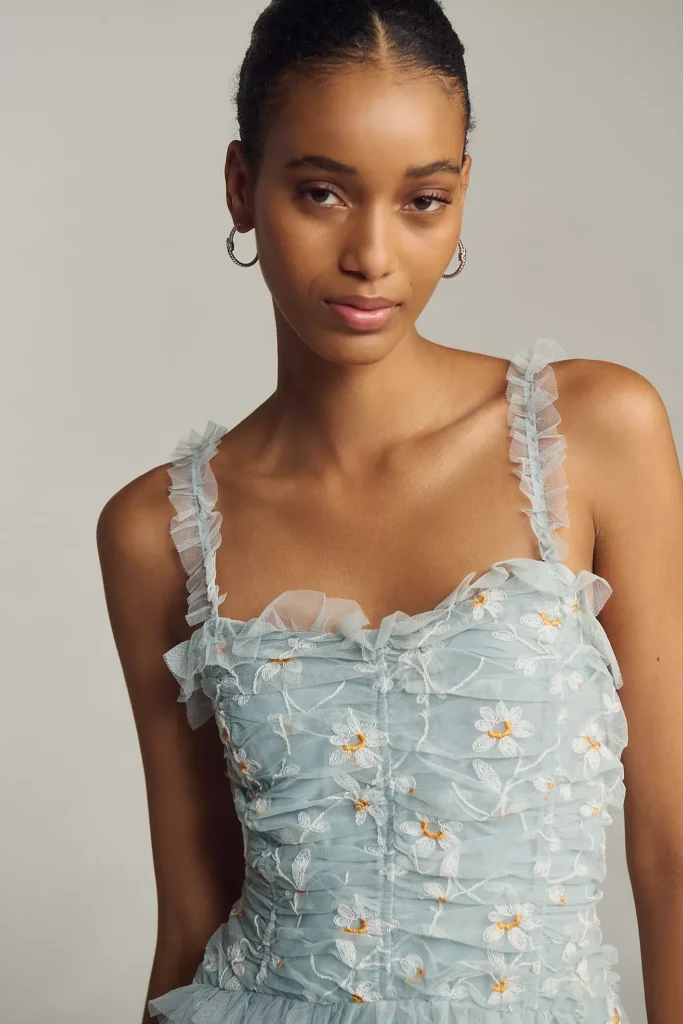 Sleeveless Tulle A-Line Maxi Dress Full Size Image 4