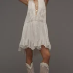 Sleeveless V-Neck Lace Mini Dress Thumbnail 1