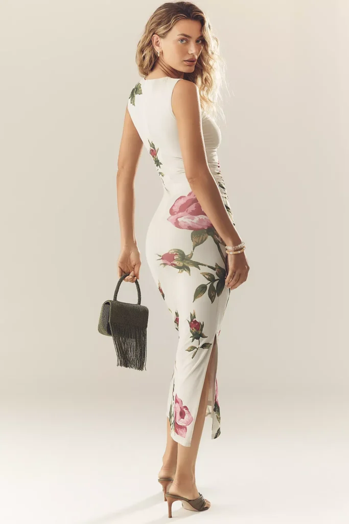 Ariel Sleeveless Fitted Mesh Midi Dress Full Size Image 2