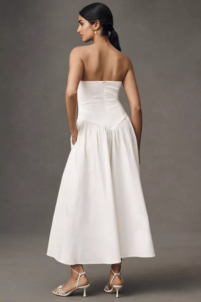 Strapless Basque-Waist Midi Dress Full Size Image 3