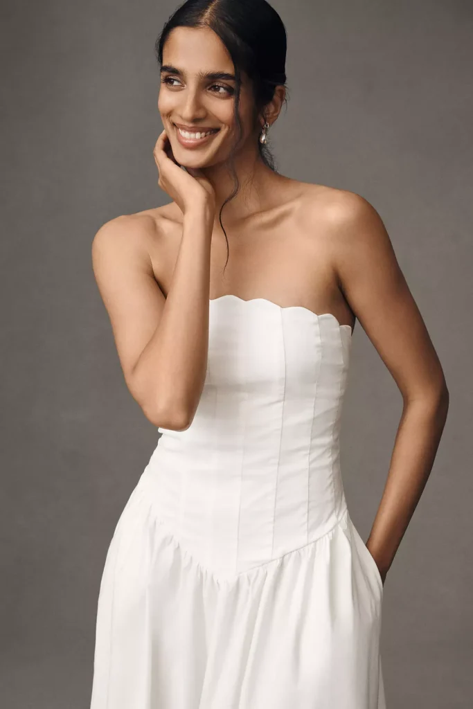 Strapless Basque-Waist Midi Dress Full Size Image 2