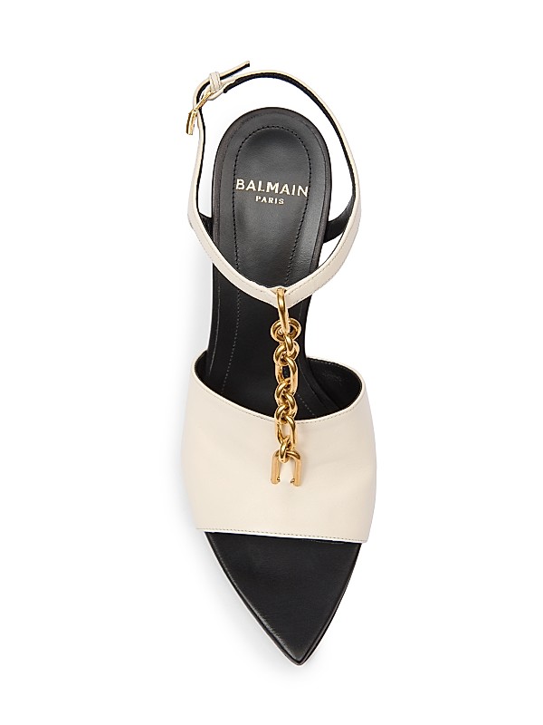 95MM Chain-Link & Leather T-Strap Sandals Full Size Image 5