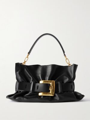BALMAIN Anthem Medium Buckled Leather Shoulder Bag