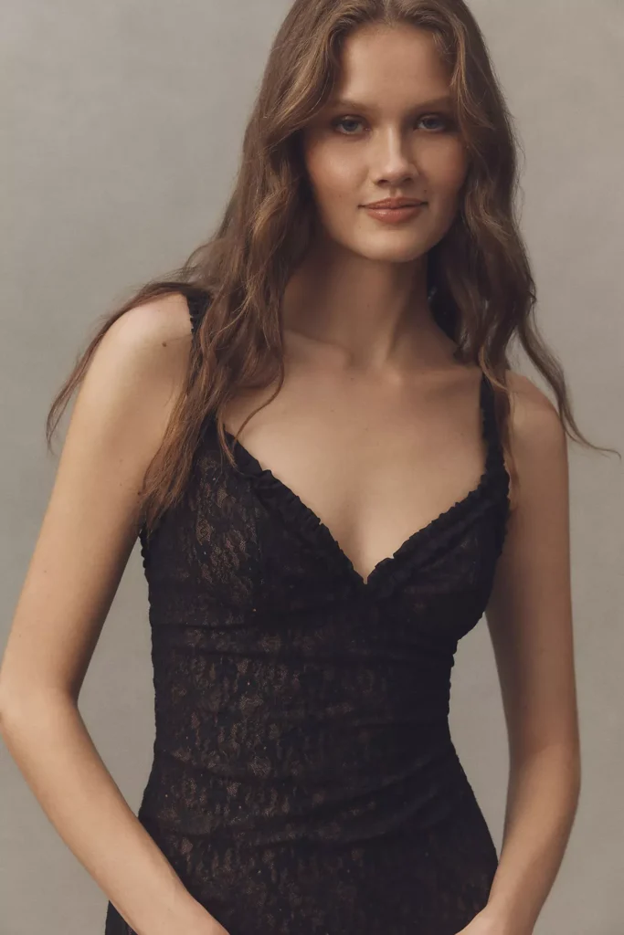 Alegra Sleeveless V-Neck Stretch Lace Midi Dress Full Size Image 2