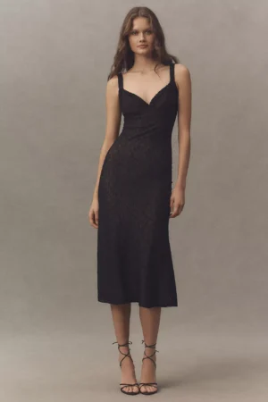 BARDOT Alegra Sleeveless V-Neck Stretch Lace Midi Dress