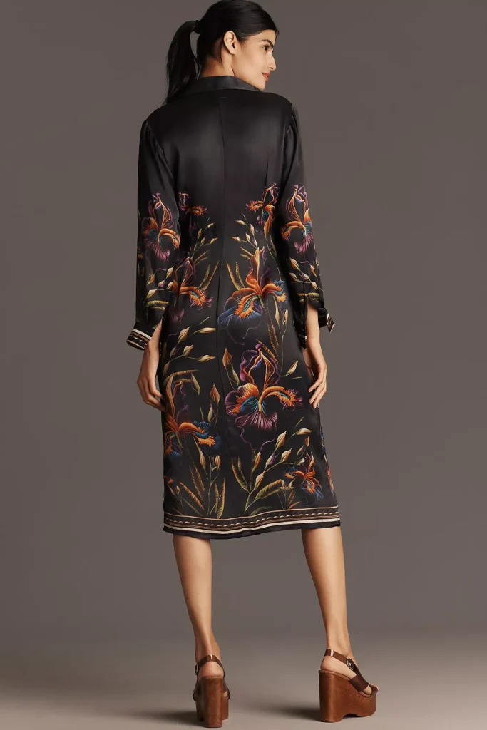 Ferlina Long-Sleeve Midi Shirt Dress Full Size Image 2