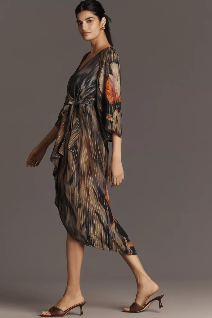 Roseliya V-Neck Wrap Midi Dress Full Size Image 4