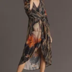 Roseliya V-Neck Wrap Midi Dress Thumbnail 1