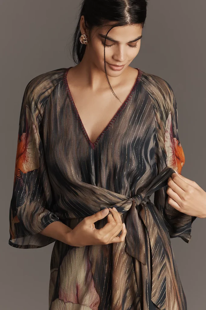 Roseliya V-Neck Wrap Midi Dress Full Size Image 3
