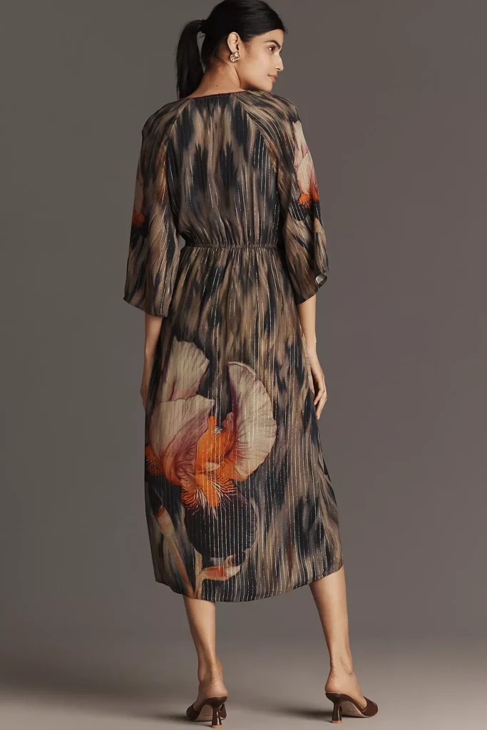 Roseliya V-Neck Wrap Midi Dress Full Size Image 2