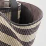 Leather-Trimmed Striped Raffia Tote Thumbnail 3