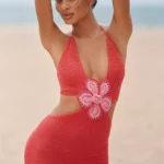 Starla Magenta Cutout Midi Dress Thumbnail 4