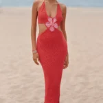 Starla Magenta Cutout Midi Dress Thumbnail 1