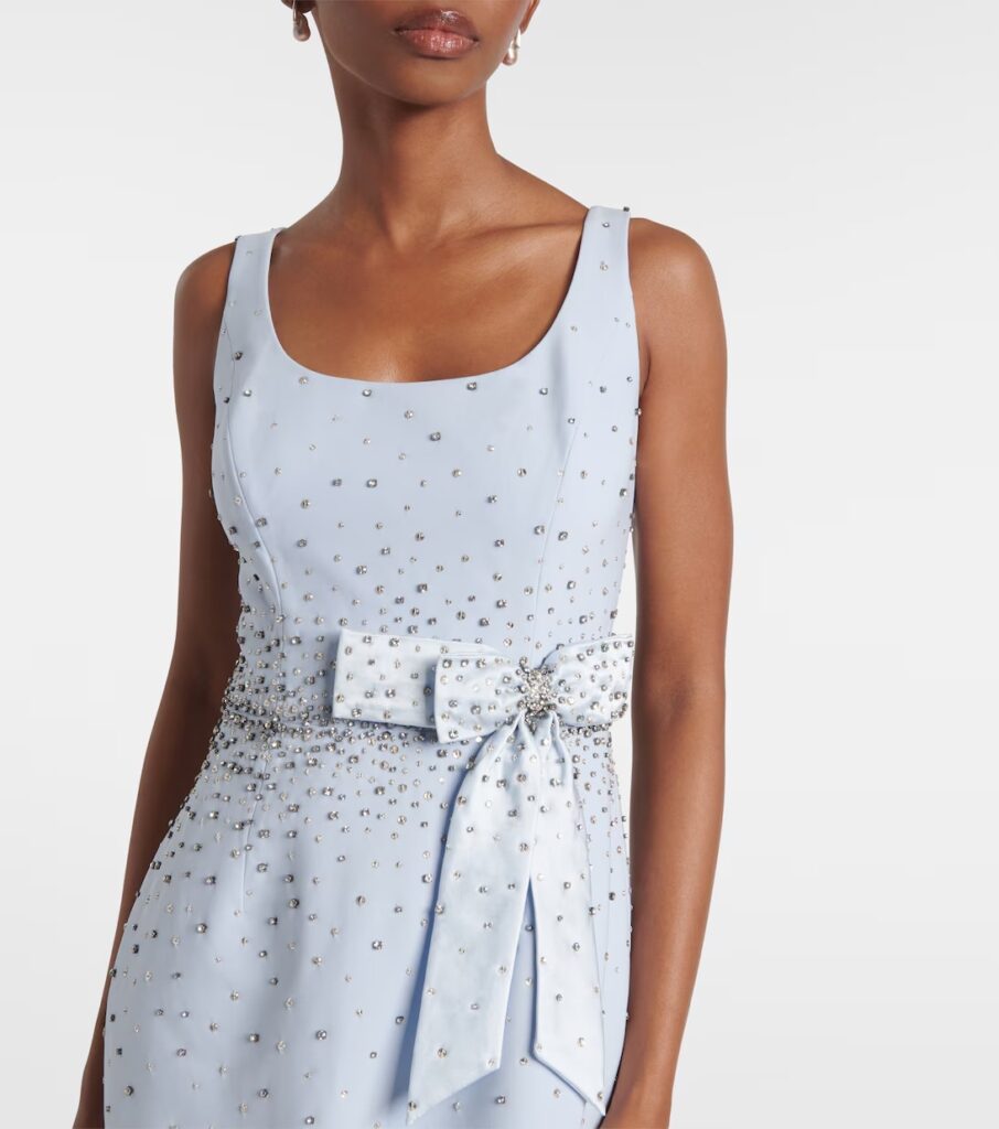 Bow-Detail Crystal-Embellished Midi Dress Full Size Image 4