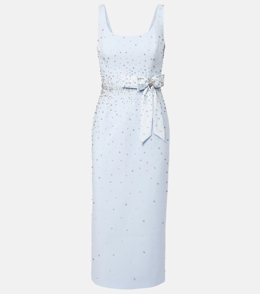 Bow-Detail Crystal-Embellished Midi Dress Full Size Image 5