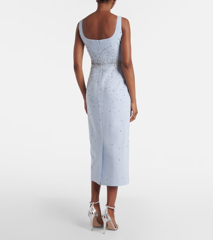 Bow-Detail Crystal-Embellished Midi Dress Full Size Image 3