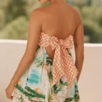 Strapless Patterned Bubble Mini Dress Thumbnail 2