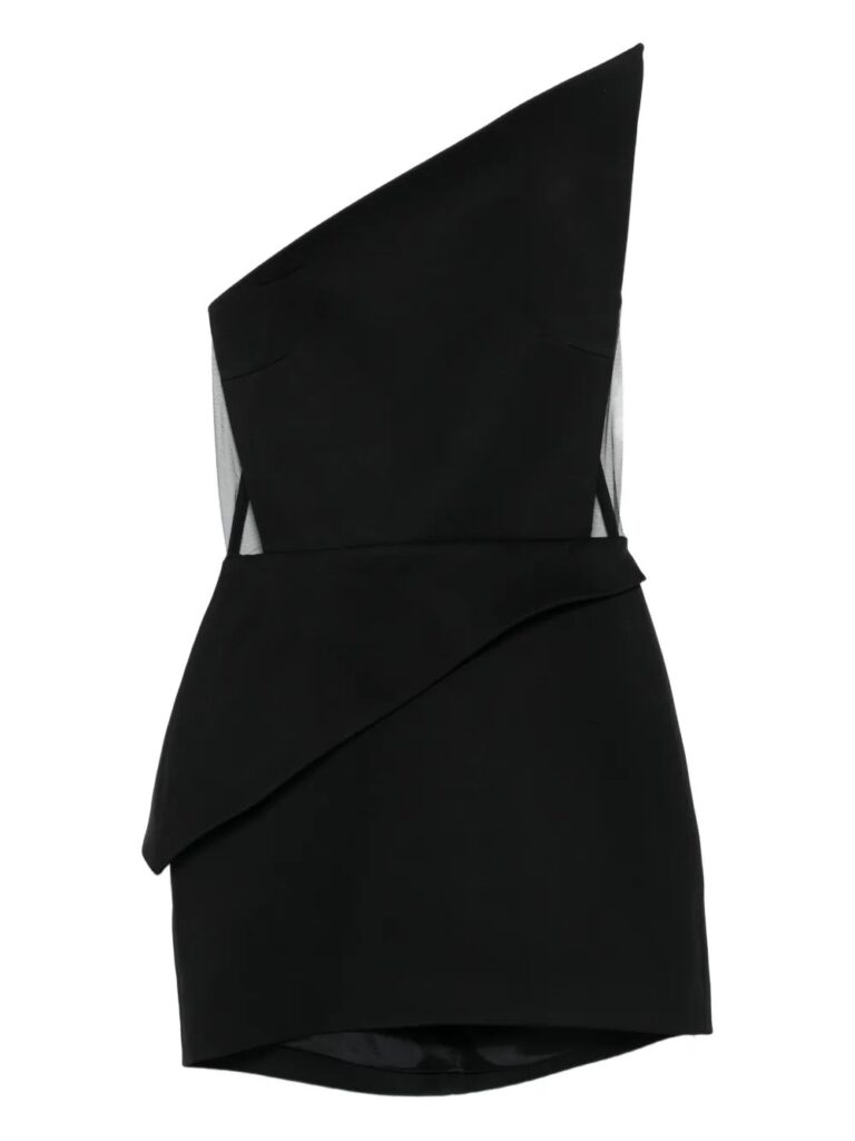 Asymmetric-Neckline Mini Dress Full Size Image 5