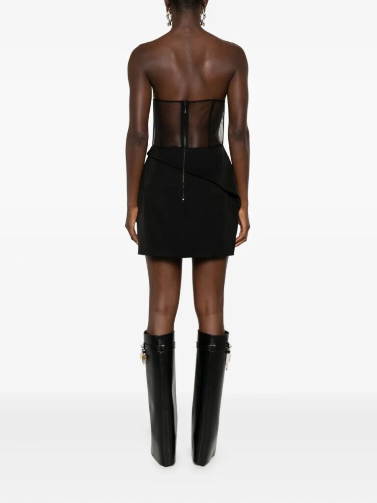 Asymmetric-Neckline Mini Dress Full Size Image 3