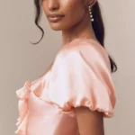Eden Satin Puff-Sleeve Column Maxi Dress Thumbnail 2