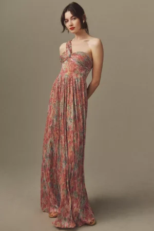 DRESS THE POPULATION Idalia One-Shoulder Floral Maxi Dress