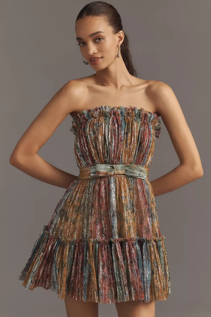 Petra Strapless Pleated Mini Dress Full Size Image 2