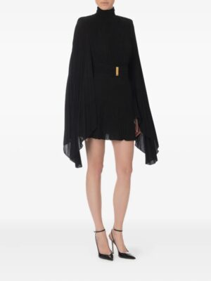 ELISABETTA FRANCHI Pleated High-Neck Mini Dress