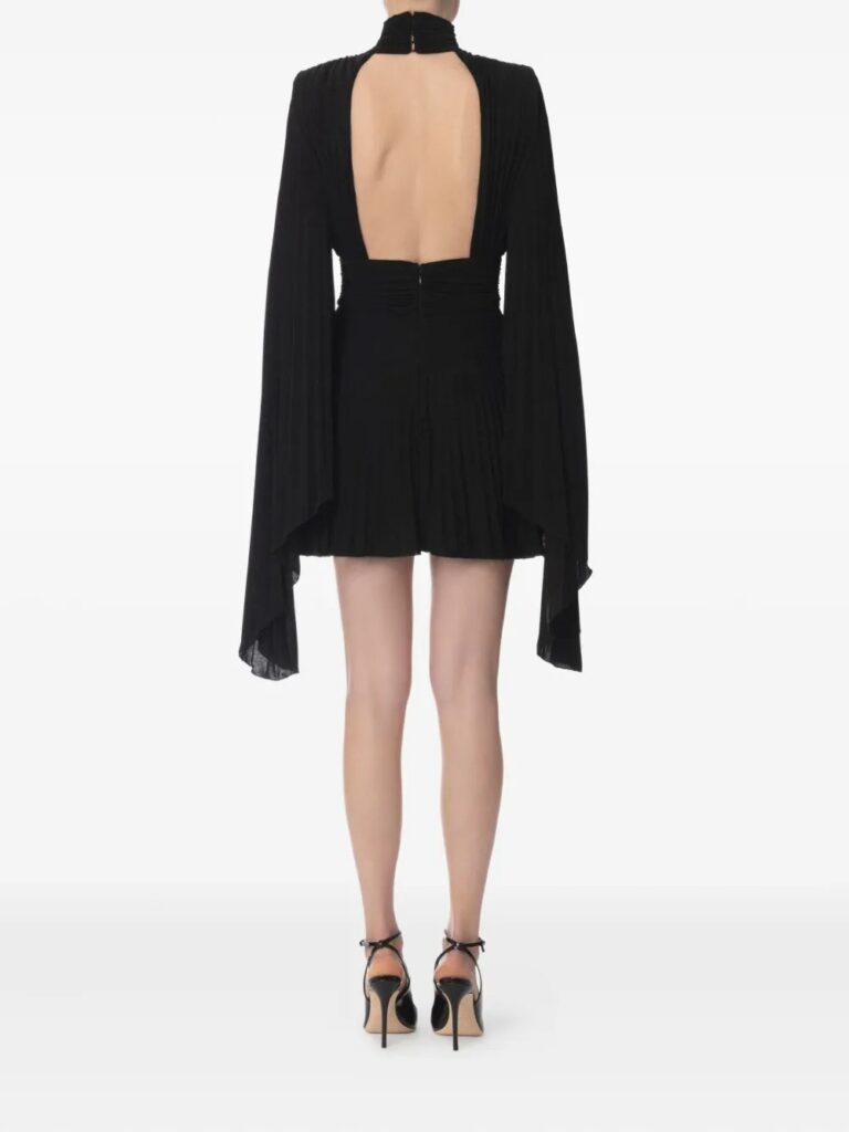 Pleated High-Neck Mini Dress Full Size Image 2