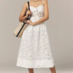 Marisol Lace Bustier Belted Midi Dress Thumbnail 1