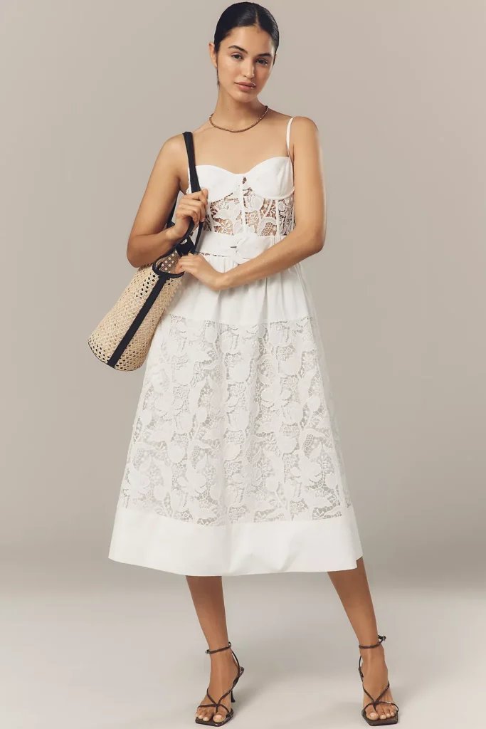 Marisol Lace Bustier Belted Midi Dress Full Size Image 1