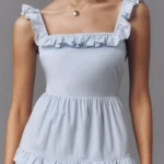 Square-Neck Tiered Ruffle Midi Dress Thumbnail 3