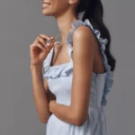 Square-Neck Tiered Ruffle Midi Dress Thumbnail 4