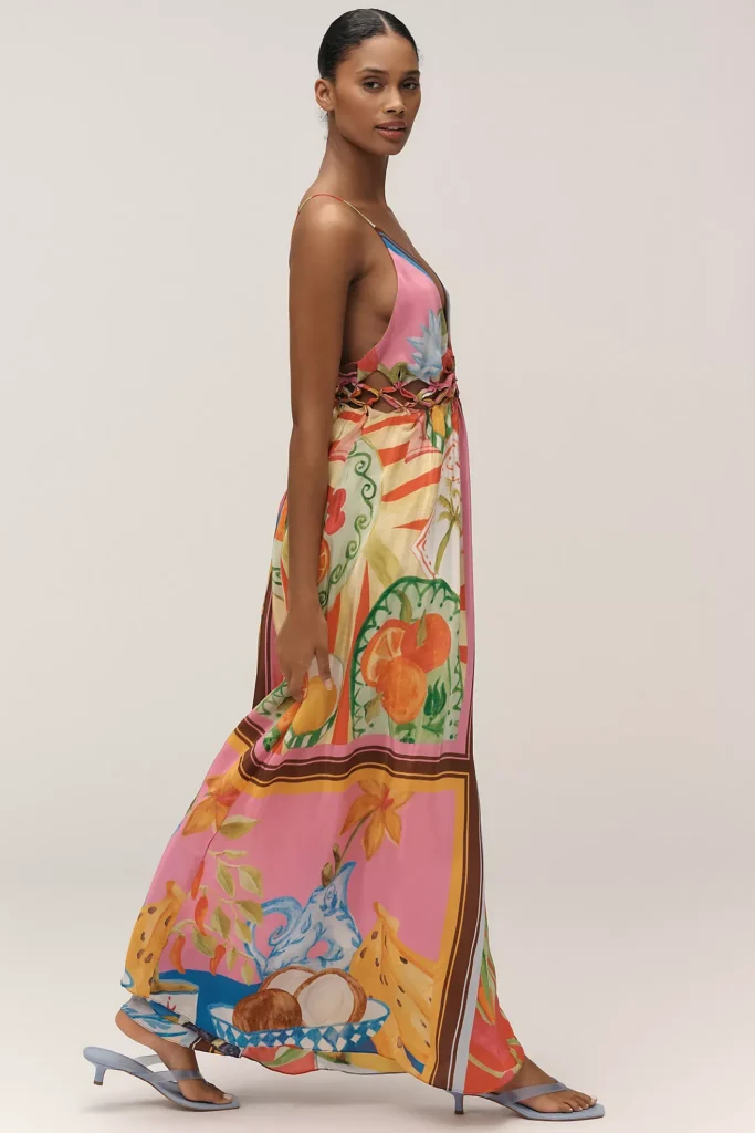 Sleeveless V-Neck Cutout A-Line Maxi Dress Full Size Image 3