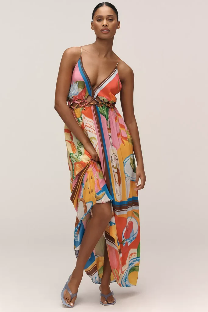 Sleeveless V-Neck Cutout A-Line Maxi Dress Full Size Image 1