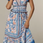 Ruffle-Sleeve Smocked Maxi Dress Thumbnail 3