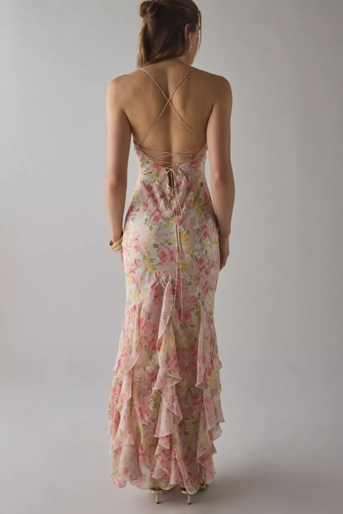 Elea Cascading Ruffle Chiffon Maxi Dress Full Size Image 2
