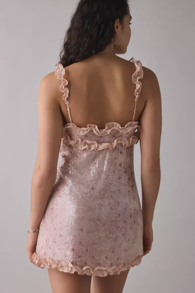 Sophia Ruffle-Trim Sequin Mini Dress Full Size Image 2