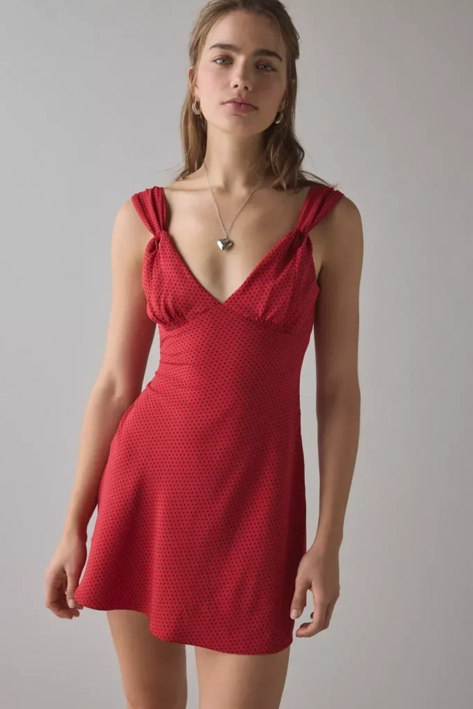 Emilia Polka Dot Satin Slip Mini Dress Full Size Image 1